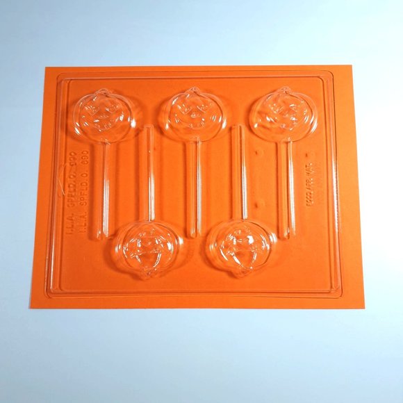 Vintage Candy Mold Jack O Lantern Sucker 2 Inch Holiday Polymer Clay Pumpkin - Picture 1 of 6